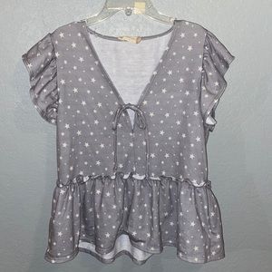 Gray top with stars